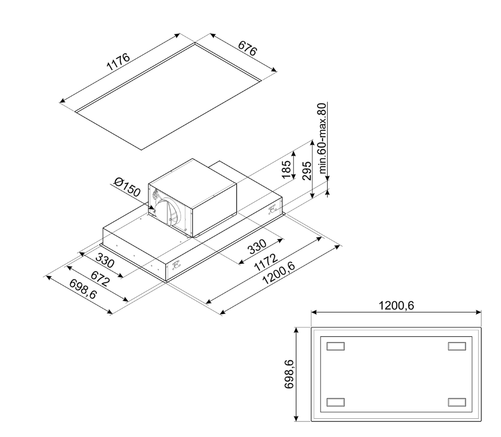 картинка Кухонная вытяжка Smeg KSCB124X 