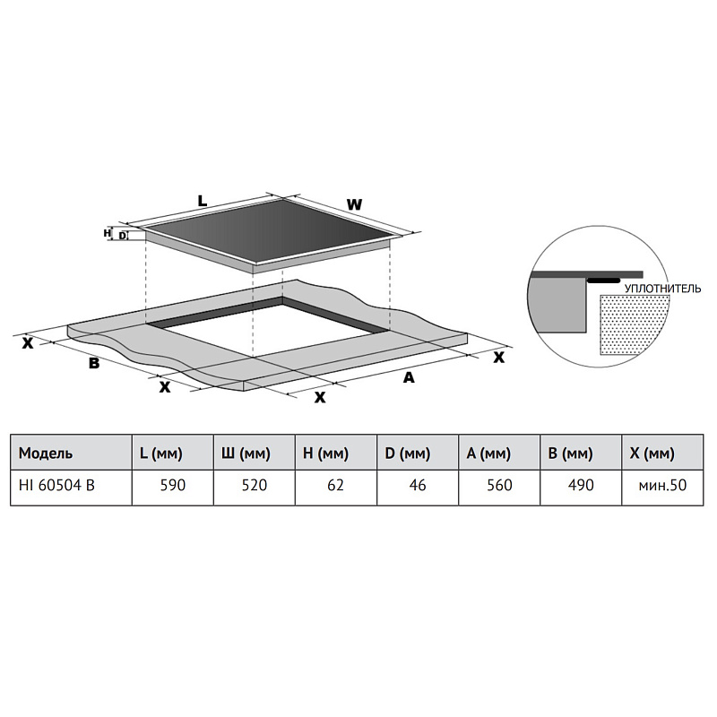 картинка Индукционная варочная панель Korting HI 60504 B 