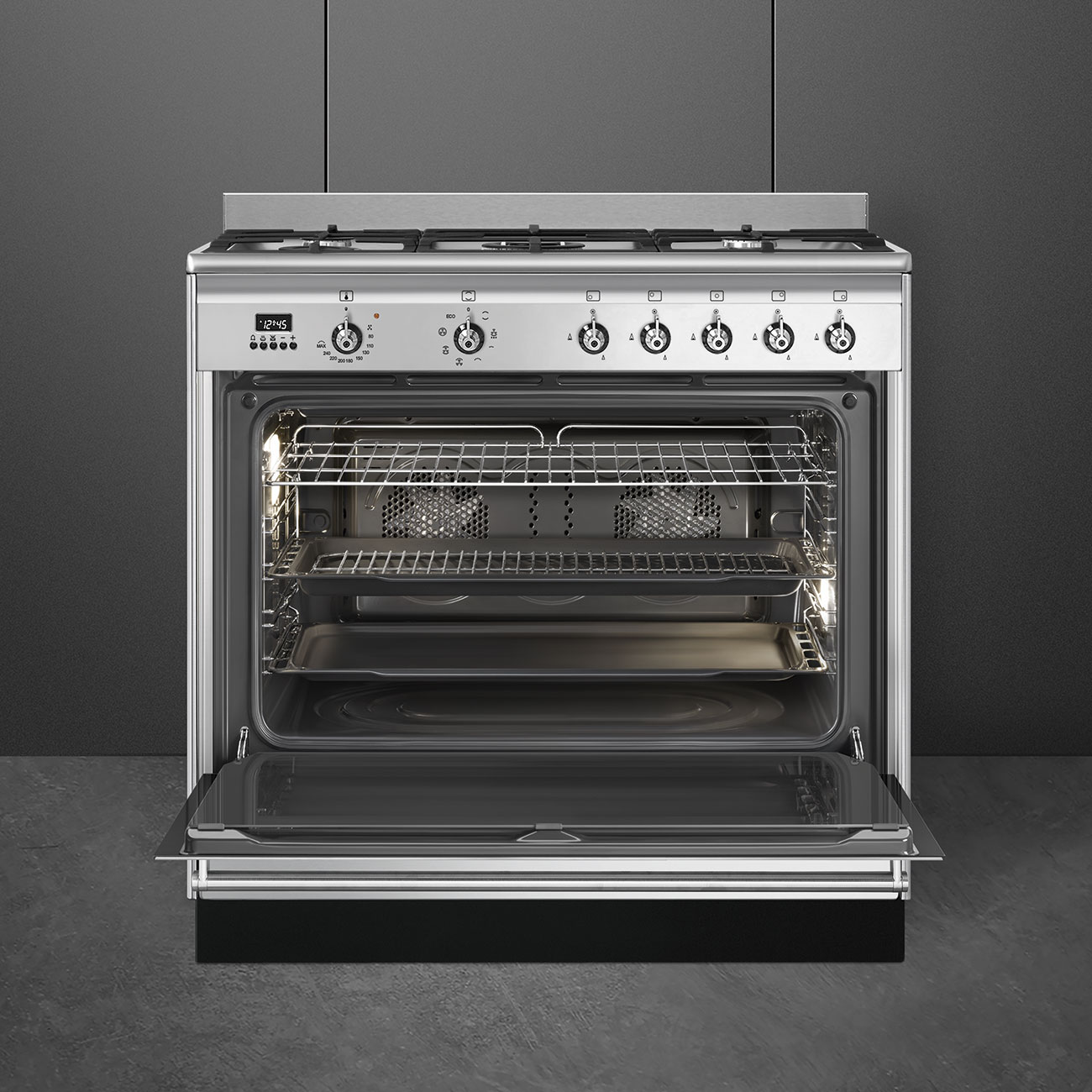 картинка Комбинированная кухонная плита Smeg SUK91MFX9  картинка Комбинированная кухонная плита Smeg SUK91MFX9