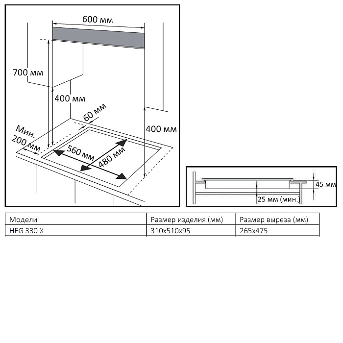 картинка Газовая варочная панель Evelux HEG 325 BG черная 