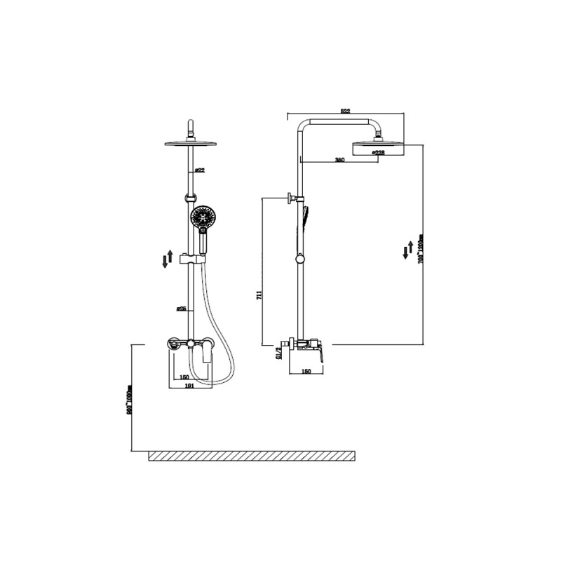 картинка Душевая система Oulin OL-HT-2306  картинка Душевая система Oulin OL-HT-2306