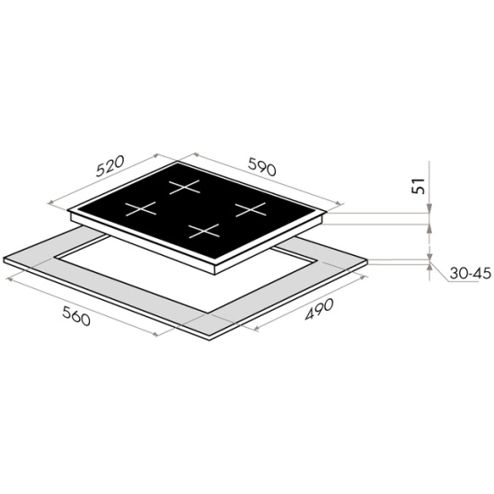 картинка Комбинированная варочная панель Maunfeld EEHS.642VC.3CS/KG 
