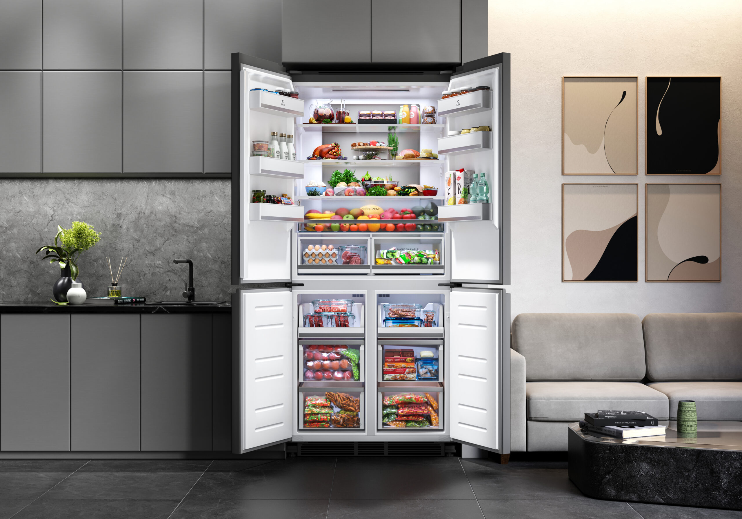 картинка Полувстраиваемый холодильник Lex LCD485STGIDBI каменно-серая 