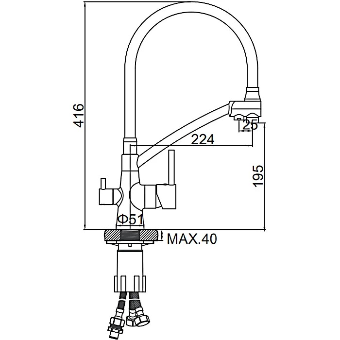 картинка Смеситель Ledeme L4855U-12 гибкий излив графит 