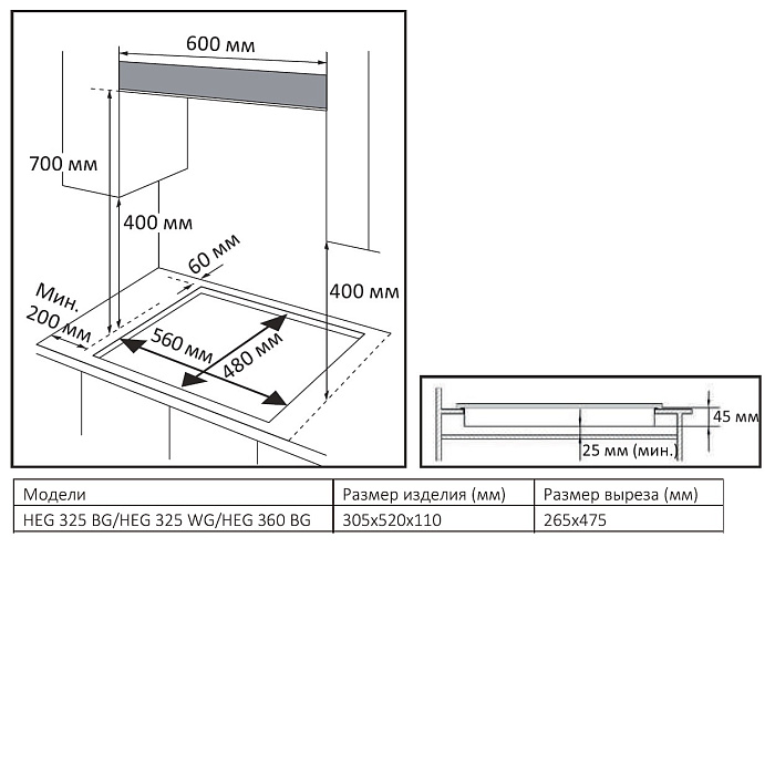 картинка Газовая варочная панель Evelux HEG 360 BG  