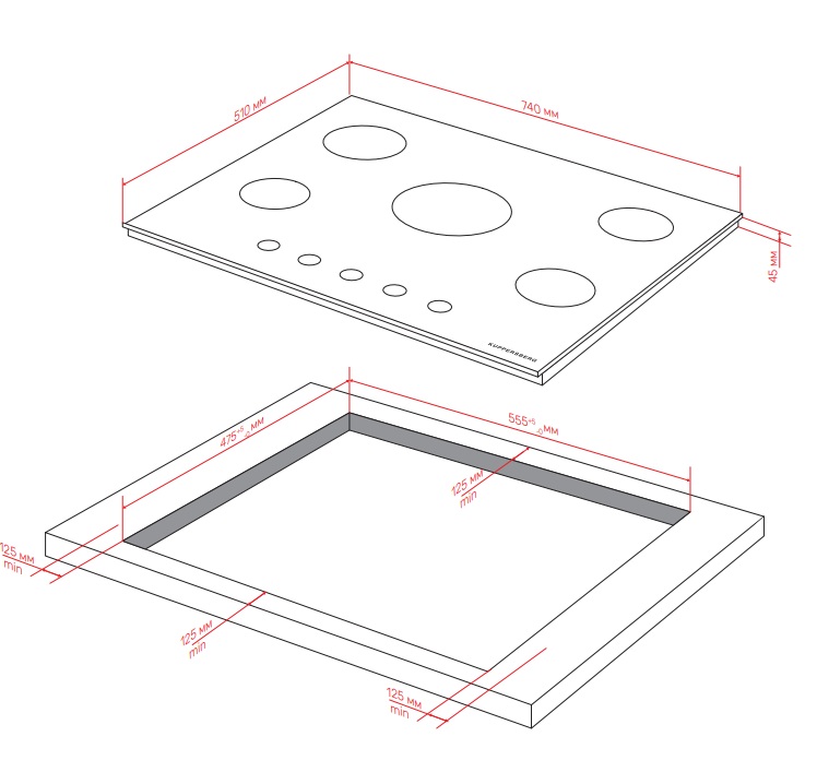 картинка Газовая варочная панель Kuppersberg FS 76 B 