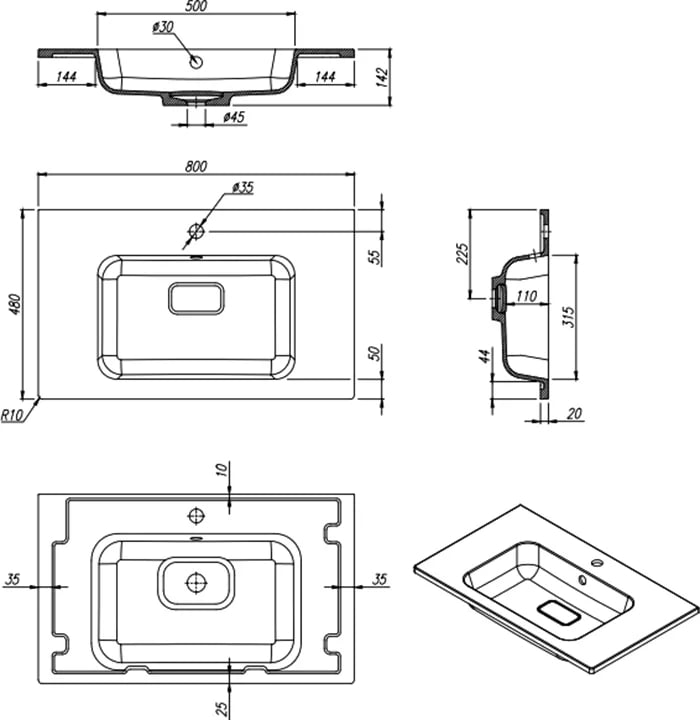 картинка Раковина Florentina ПАЛЕРМО-800 