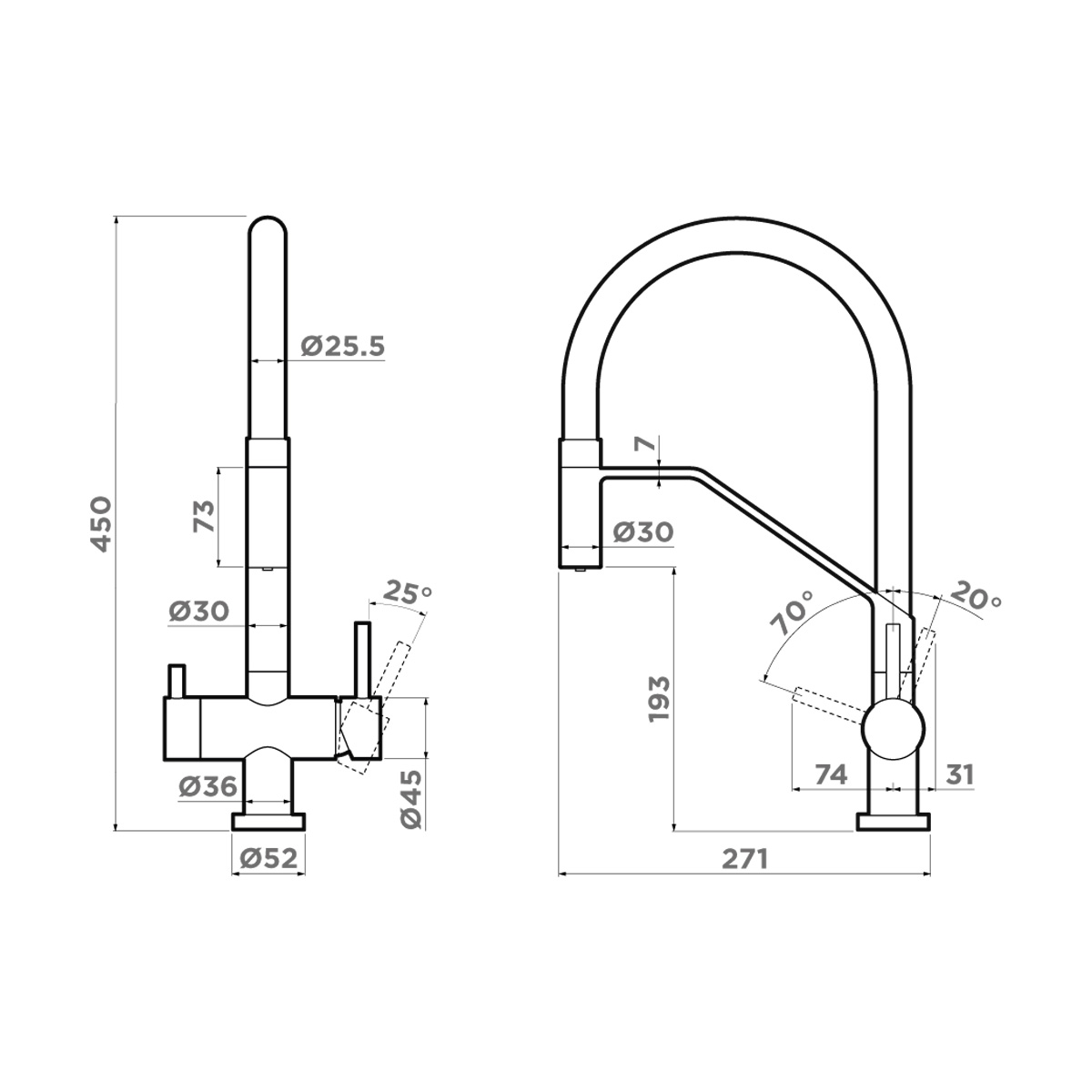 картинка Смеситель Omoikiri AKENO-GM вороненная сталь 