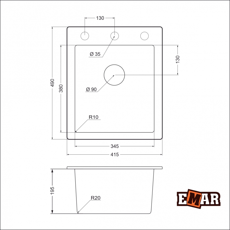 картинка Мойка для кухни Emar EMQ-1415.Q  картинка Мойка для кухни Emar EMQ-1415.Q