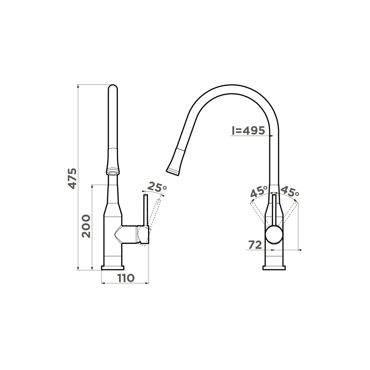 картинка Смеситель Omoikiri YATOMI-BN-WH нержавеющая сталь 