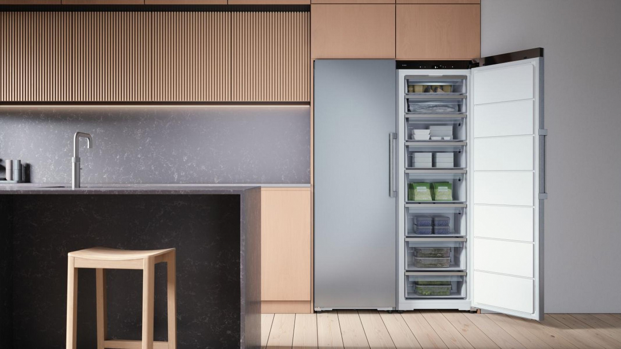 картинка Полувстраиваемая морозильная камера Asko RFF586KNCS1 нержавеющая сталь 