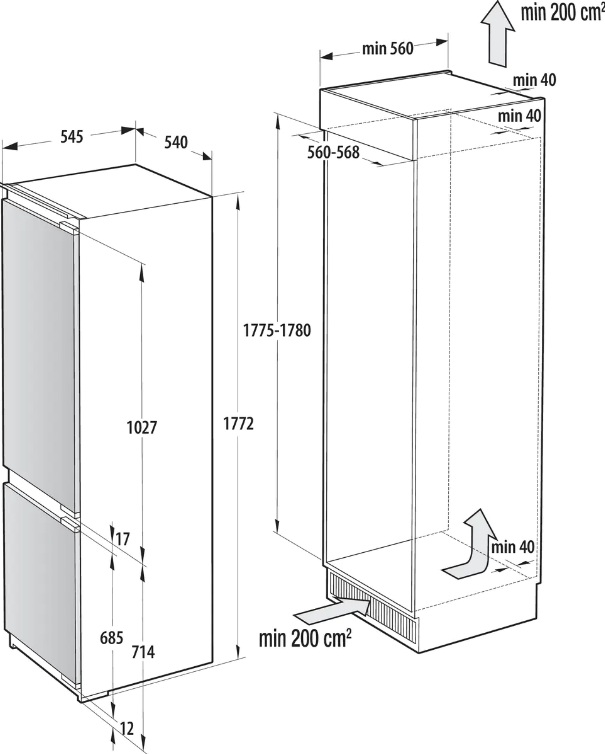 картинка Встраиваемый холодильник Gorenje NRKI517E82WF  картинка Встраиваемый холодильник Gorenje NRKI517E82WF