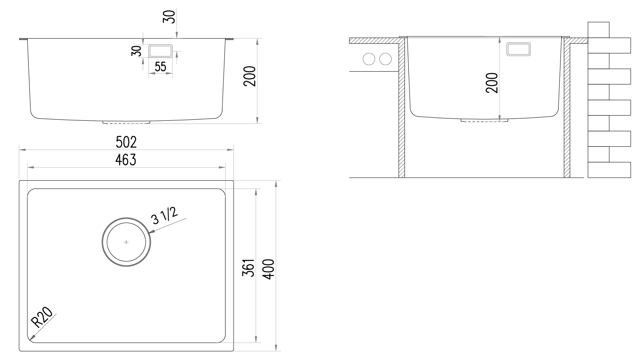 картинка Мойка для кухни Ukinox ЛОФТ LOB460.360 -GT10P 