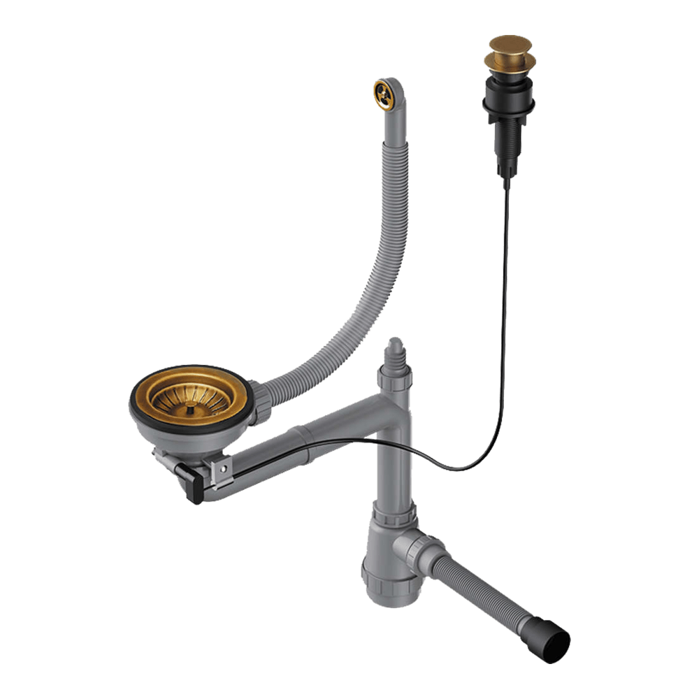 картинка Арматура с клапаном-автоматом для одночашевых моек с круглым переливом WK-1CL-R-A 