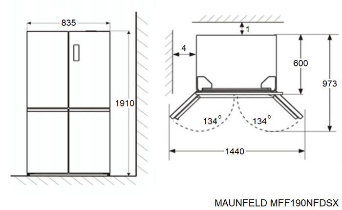 картинка Полувстраиваемый холодильник Maunfeld MFF190NFDSB графит 