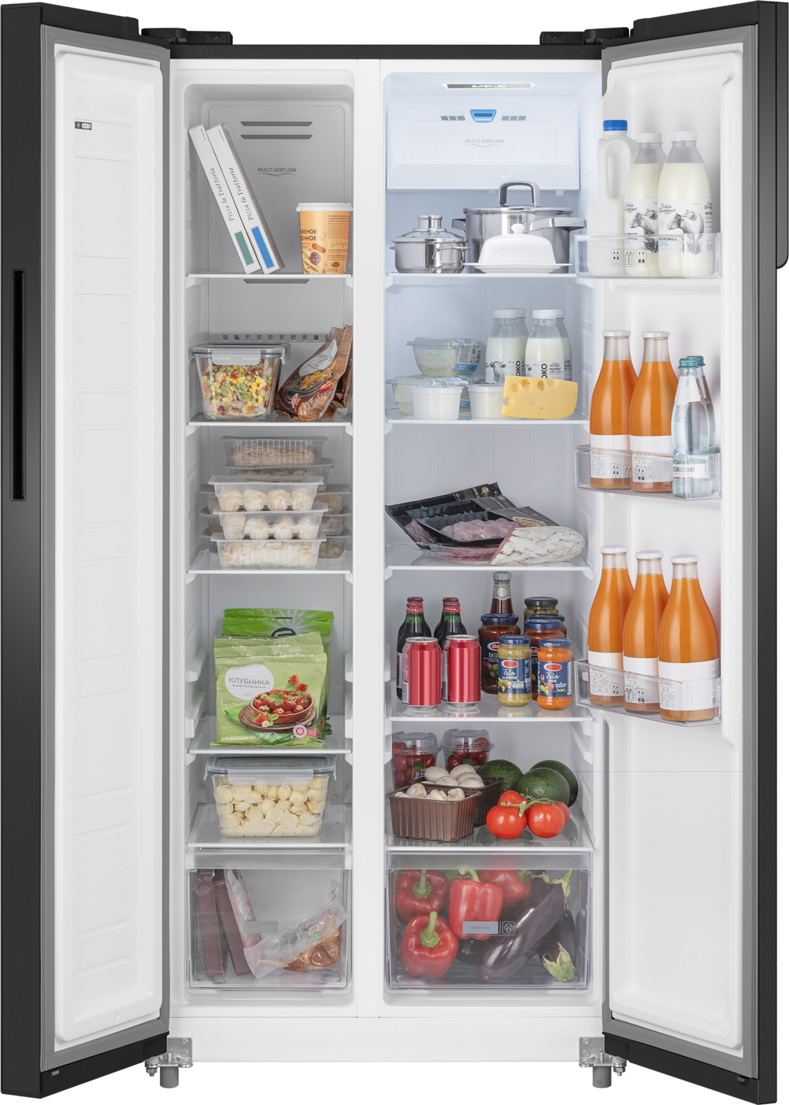 картинка Отдельностоящий холодильник Weissgauff WSBS 500 Inverter NoFrost Black Glass 