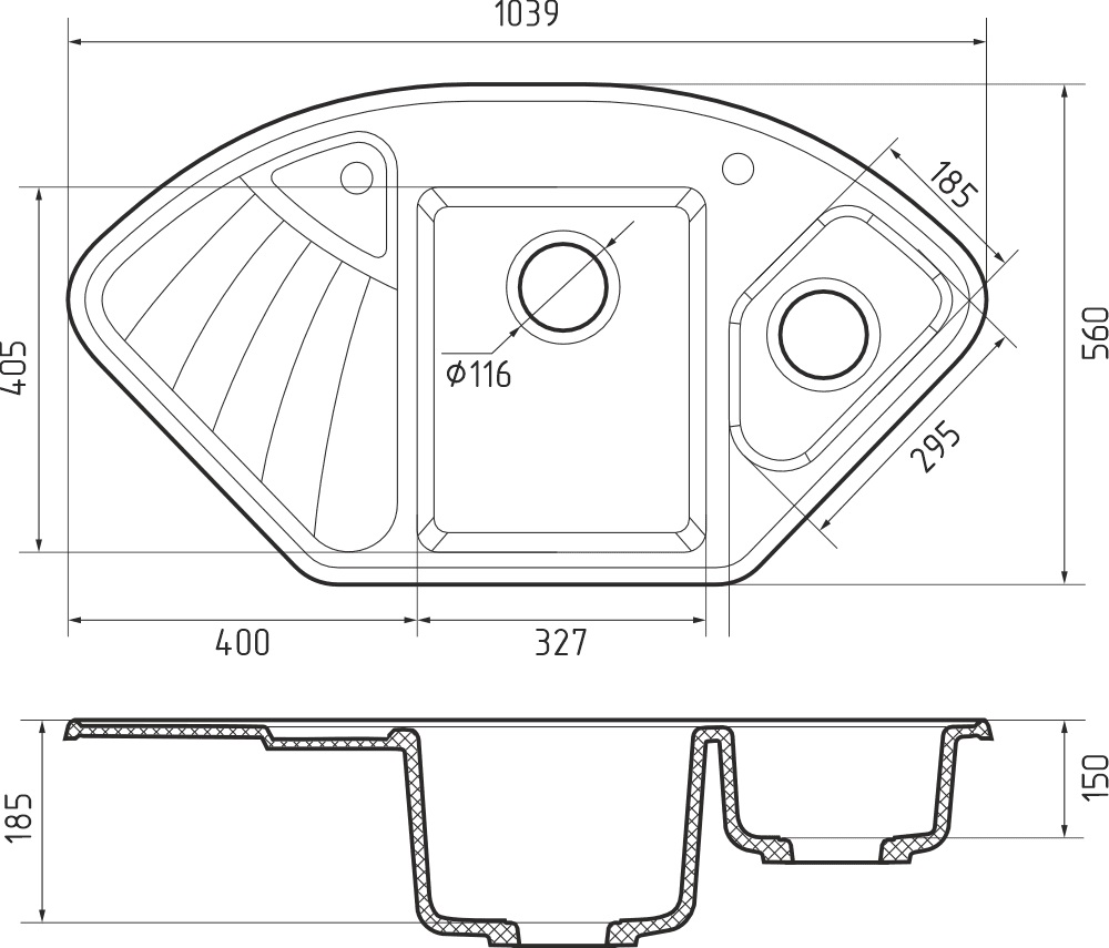 картинка Мойка для кухни Granfest GR-C1040E  картинка Мойка для кухни Granfest GR-C1040E