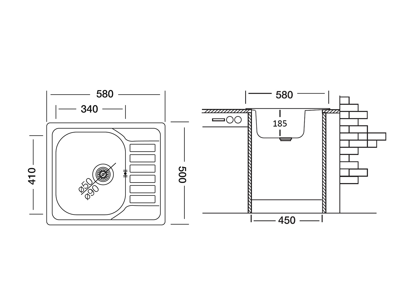 картинка Мойка Ukinox GRP580.500 -GT6K -O сатин 