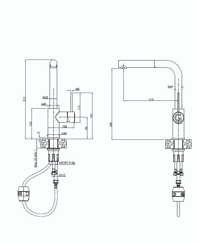 картинка Смеситель Rivelato Albano 1573503 brina/oro 