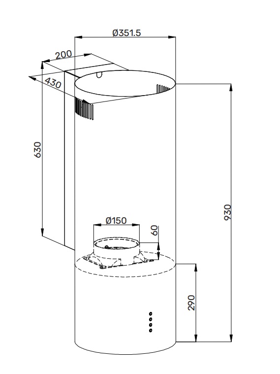 картинка Кухонная вытяжка Kuppersberg WL-TUBA 35 B  