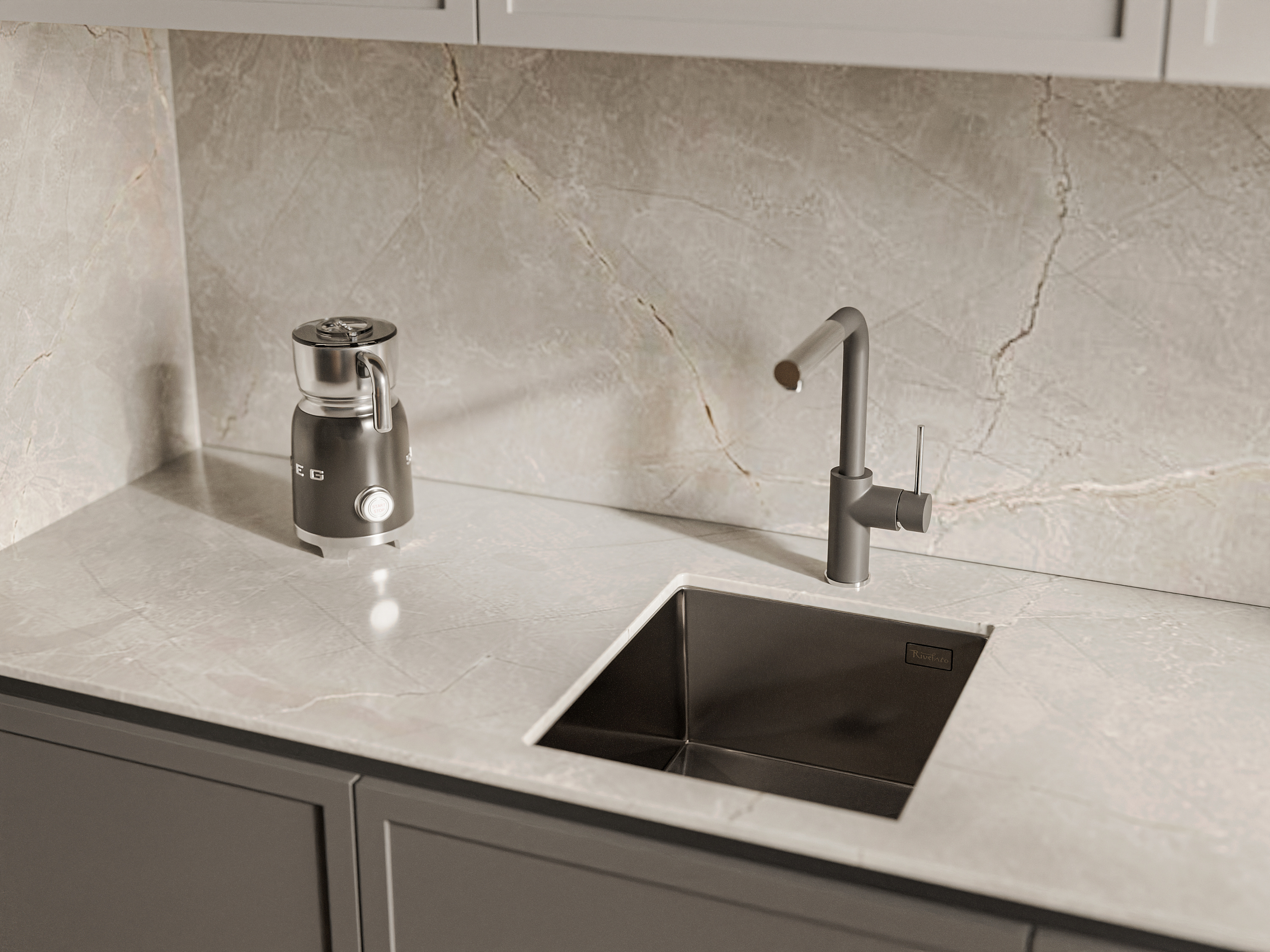 картинка Мойка для кухни Rivelato Rinox 3844 UN PVD black 