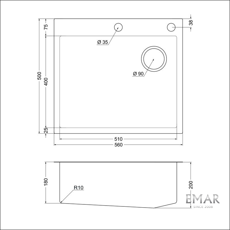 картинка Кухонная мойка Emar EMB-560(TOP) PVD Dark 