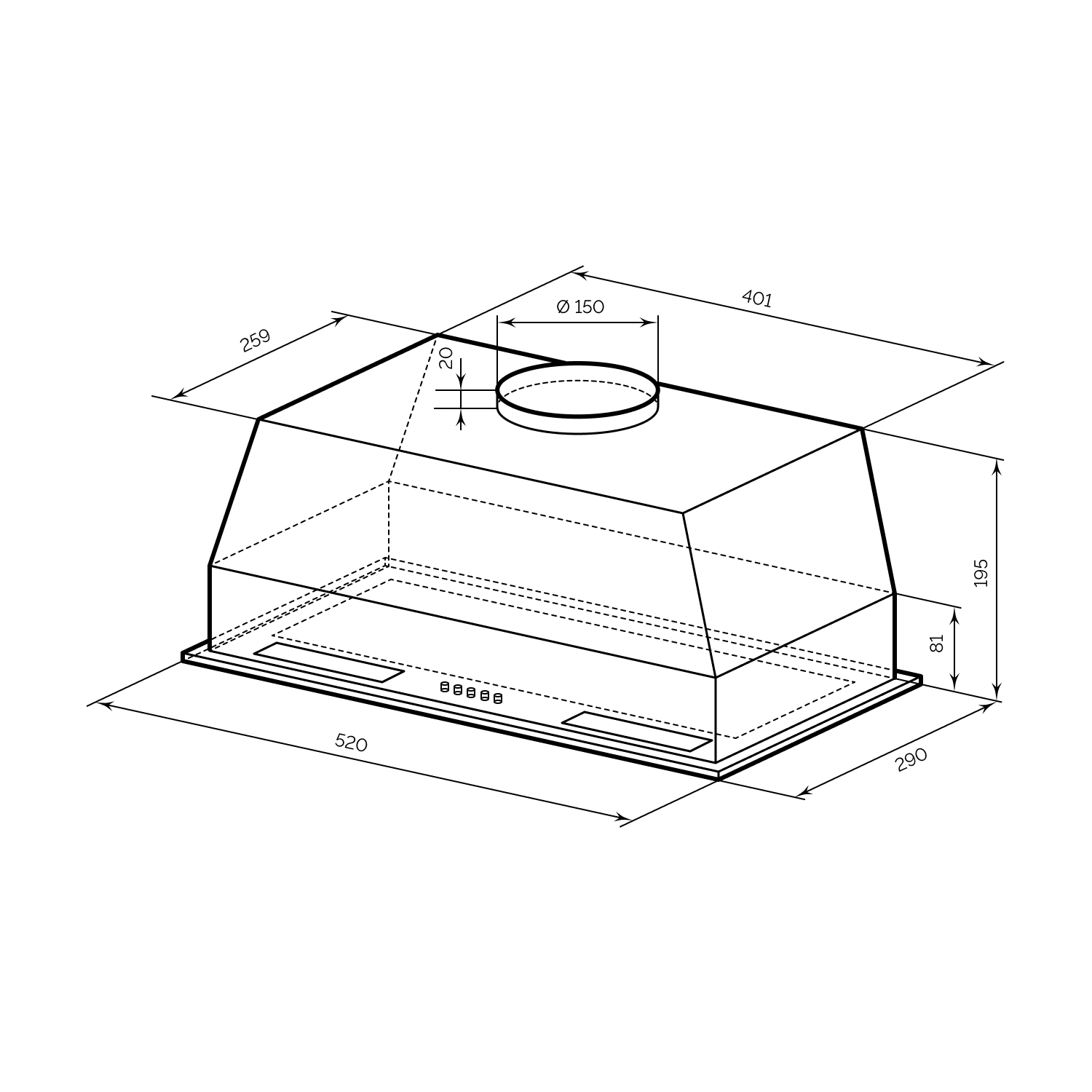 картинка Кухонная вытяжка Lex HYPER 600 BL 