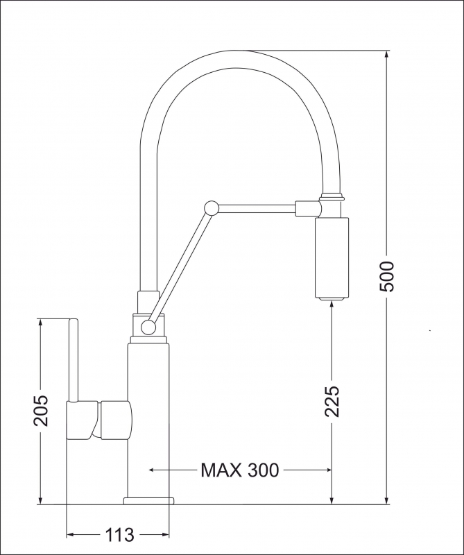 картинка Смеситель Emar ЕСВ 7012 BLACK вытяжной излив 