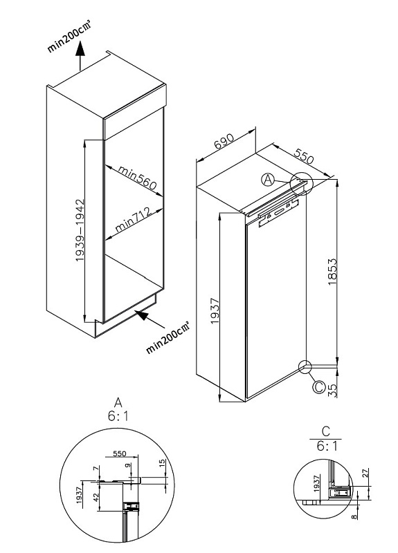 картинка Морозильная камера Korting KSFI 1955 