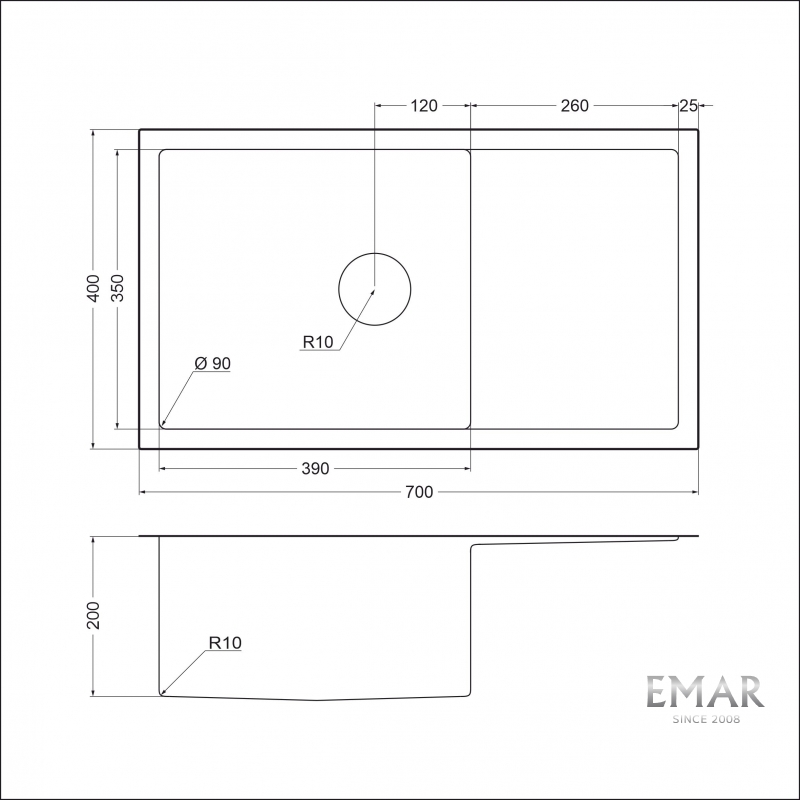 картинка Мойка для кухни EMAR EMB-124 PVD Nano Golden 