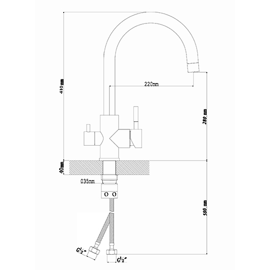 картинка Смеситель Florentina КЛИО SS высокий излив хром 