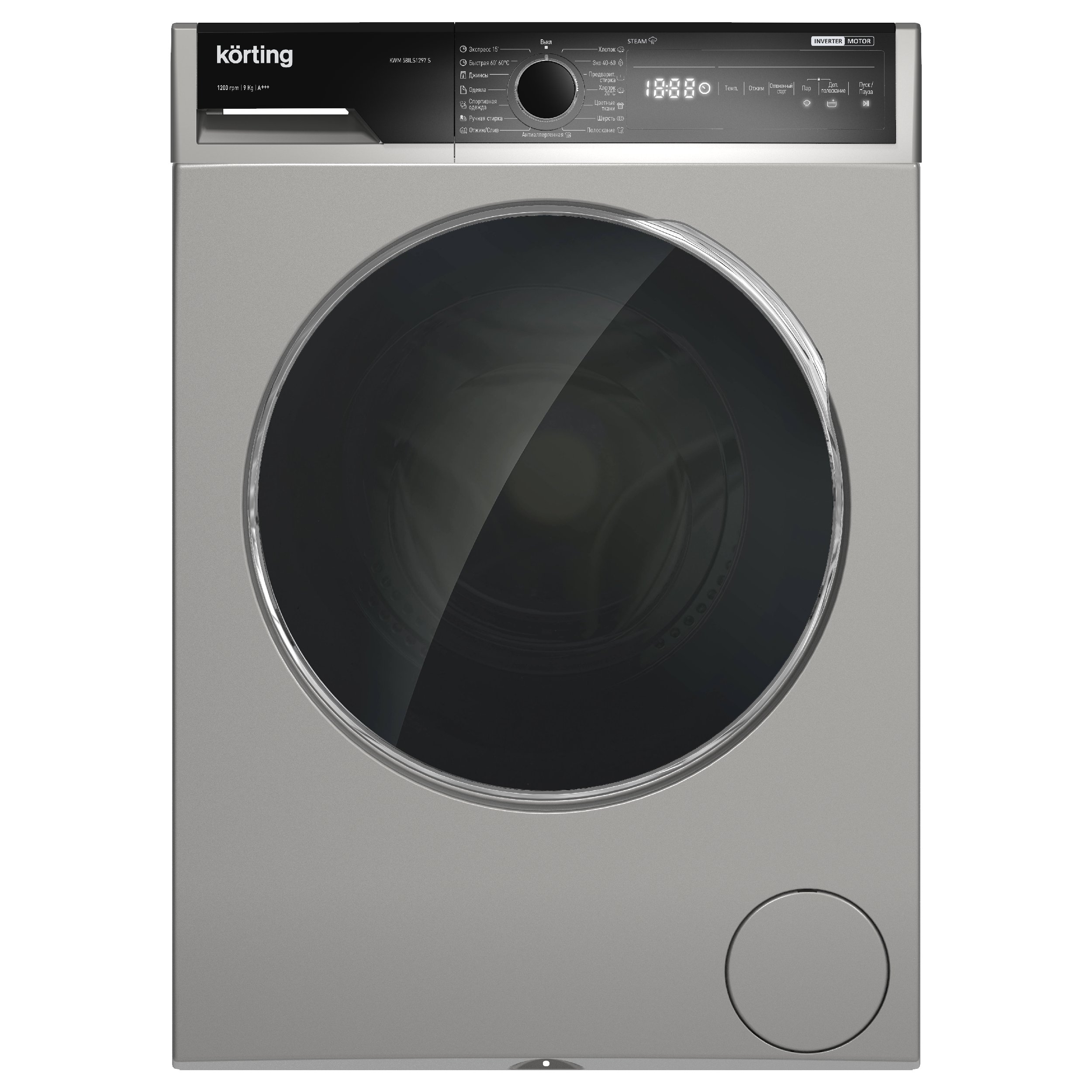 картинка Стиральная машина с паром Korting KWM 58ILS1297 S  картинка Стиральная машина с паром Korting KWM 58ILS1297 S