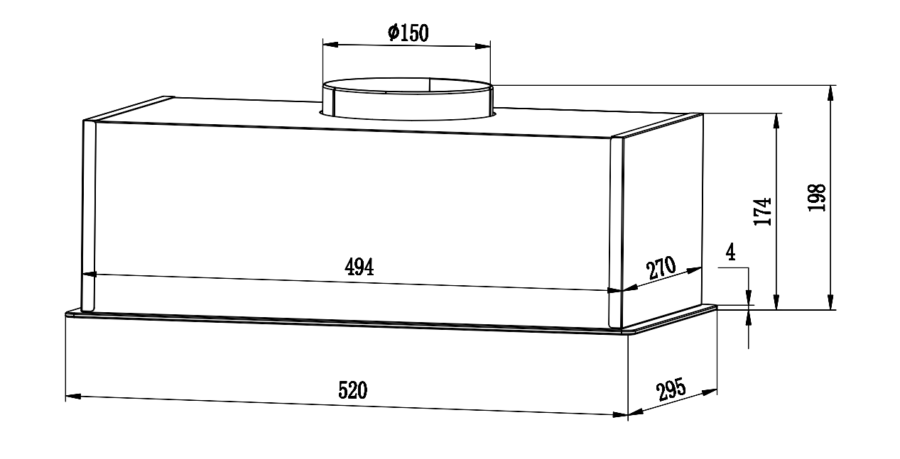 картинка Кухонная вытяжка полновстраиваемая Weissgauff BOX 850 Touch Black Glass 