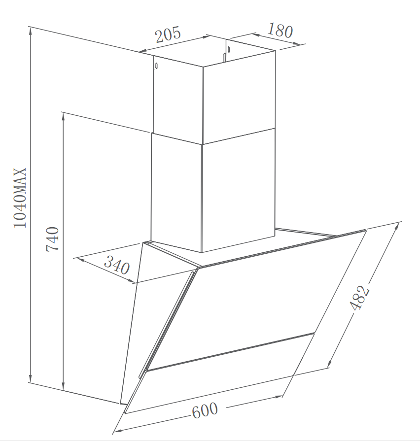 картинка Кухонная вытяжка наклонная Weissgauff Yota 606 TOUCH BLACK GLASS 