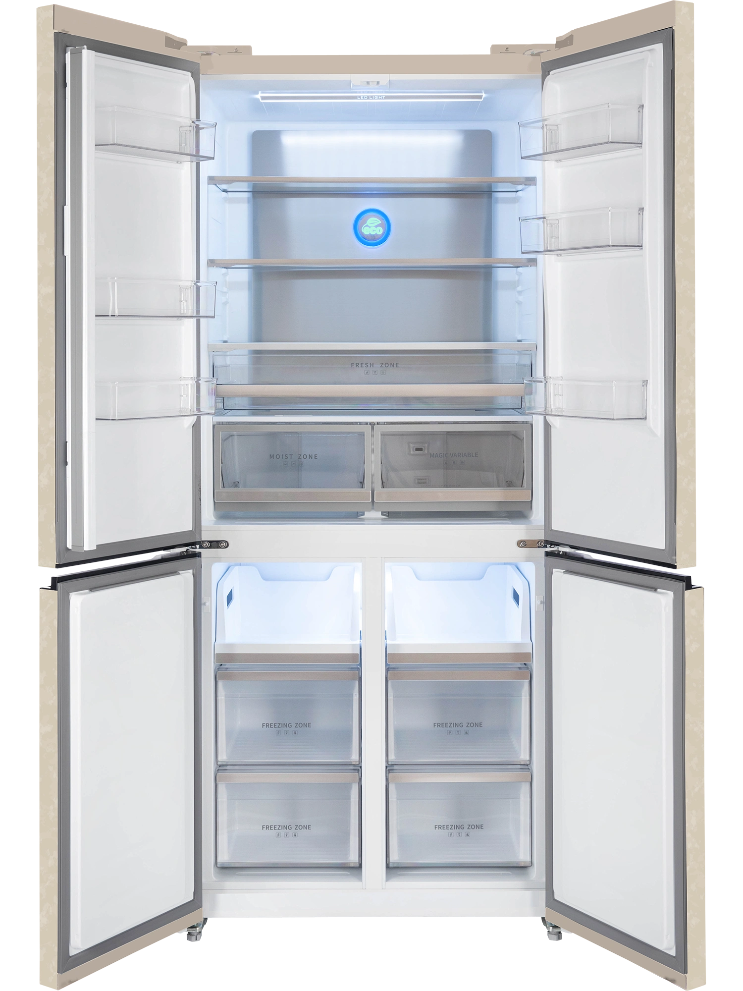 картинка Полувстраиваемый холодильник Hiberg RFQ-600DX NFYM INVERTER бежевый 