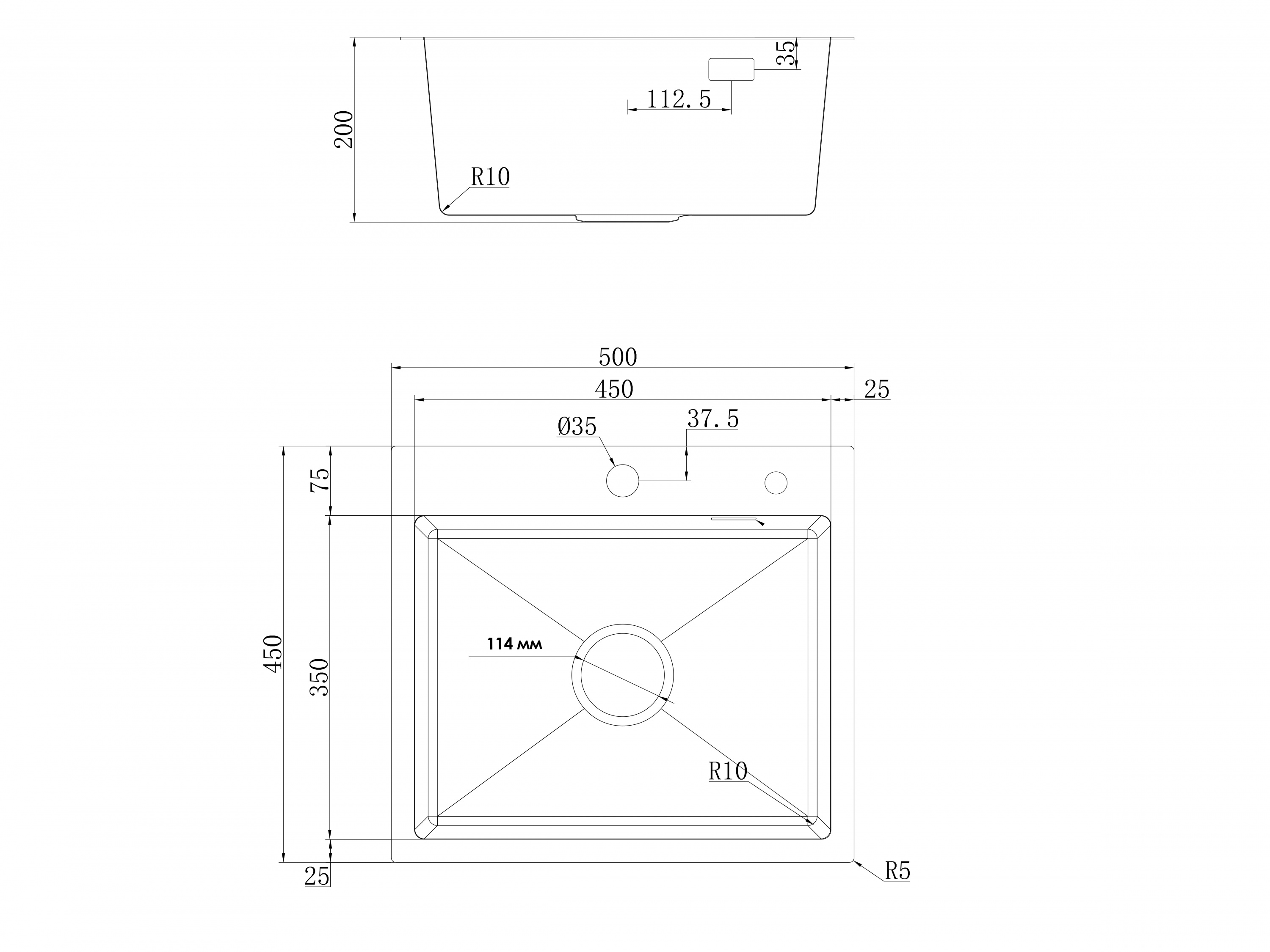 картинка Кухонная мойка Ukinox PRB500.450 -GT10C 0CW 01 