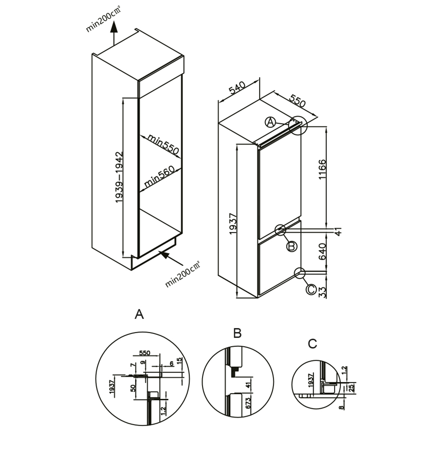 картинка Встраиваемый холодильник Lex LBI193.0D 