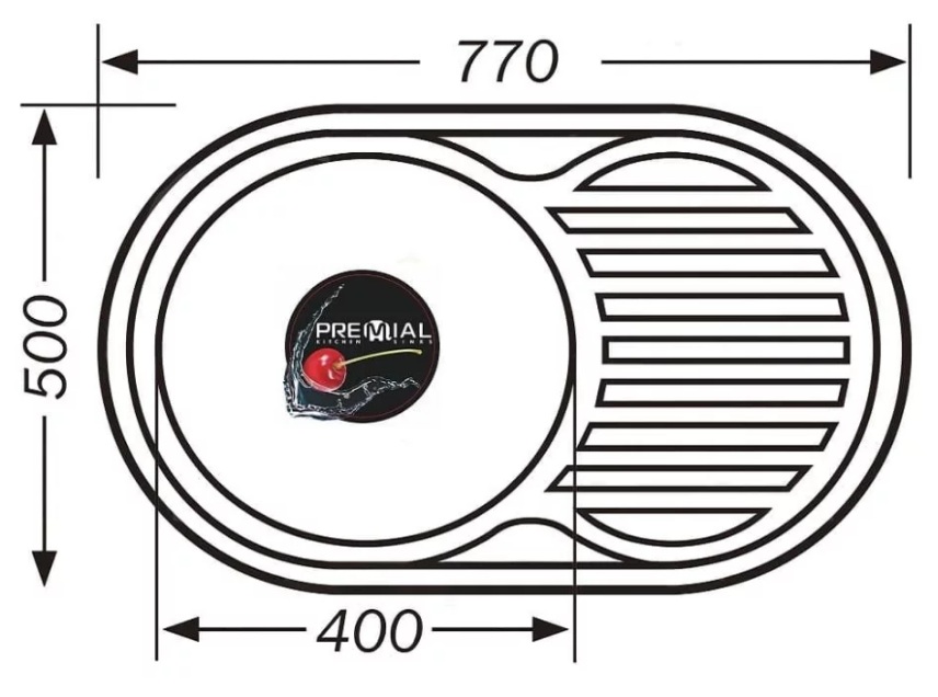 картинка Мойка для кухни Premial 7750 LIGHT полированная (0,6мм) 