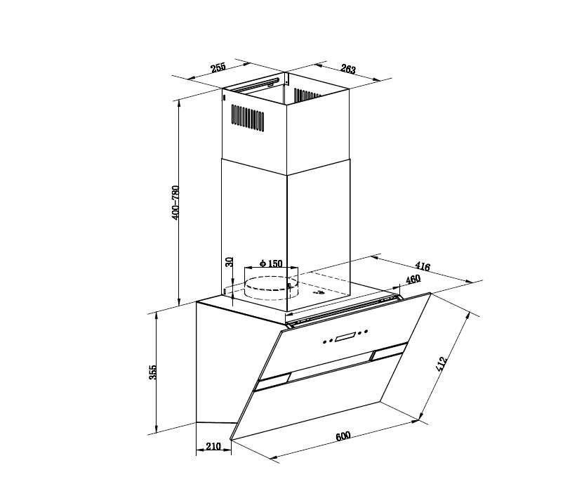 картинка Кухонная вытяжка Maunfeld MERSEY 60 INOX  GLASS  BLACK 