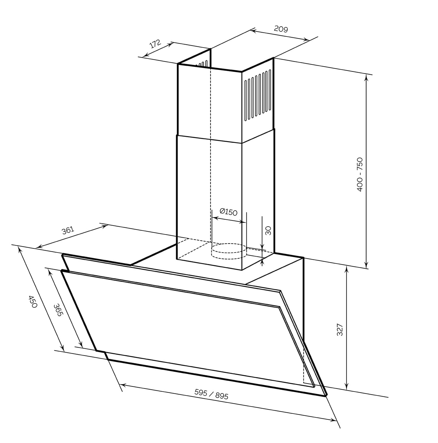 картинка Кухонная вытяжка Lex FURIA 900 BLACK 