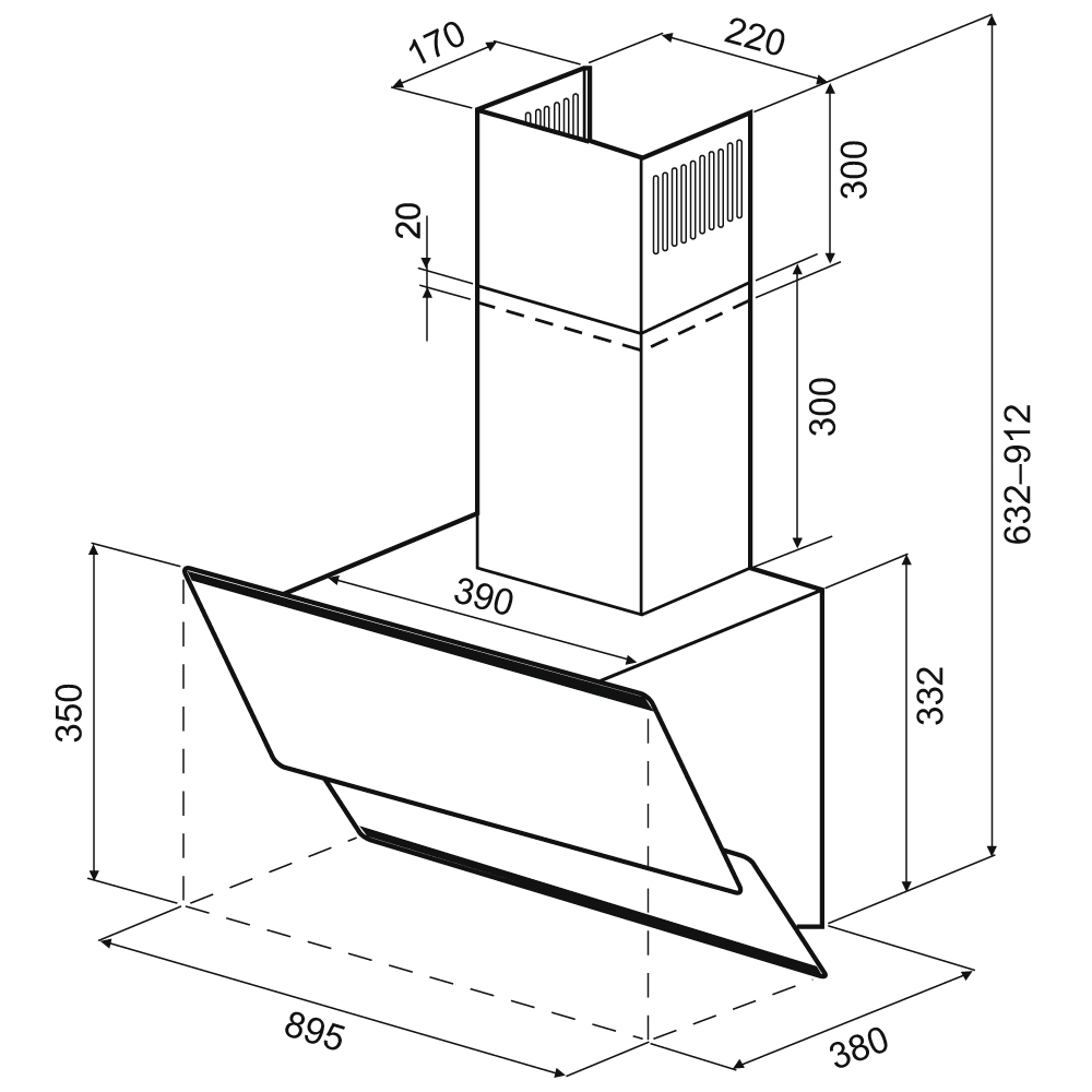 картинка Кухонная вытяжка наклонная Krona IRMA A 900 white S 