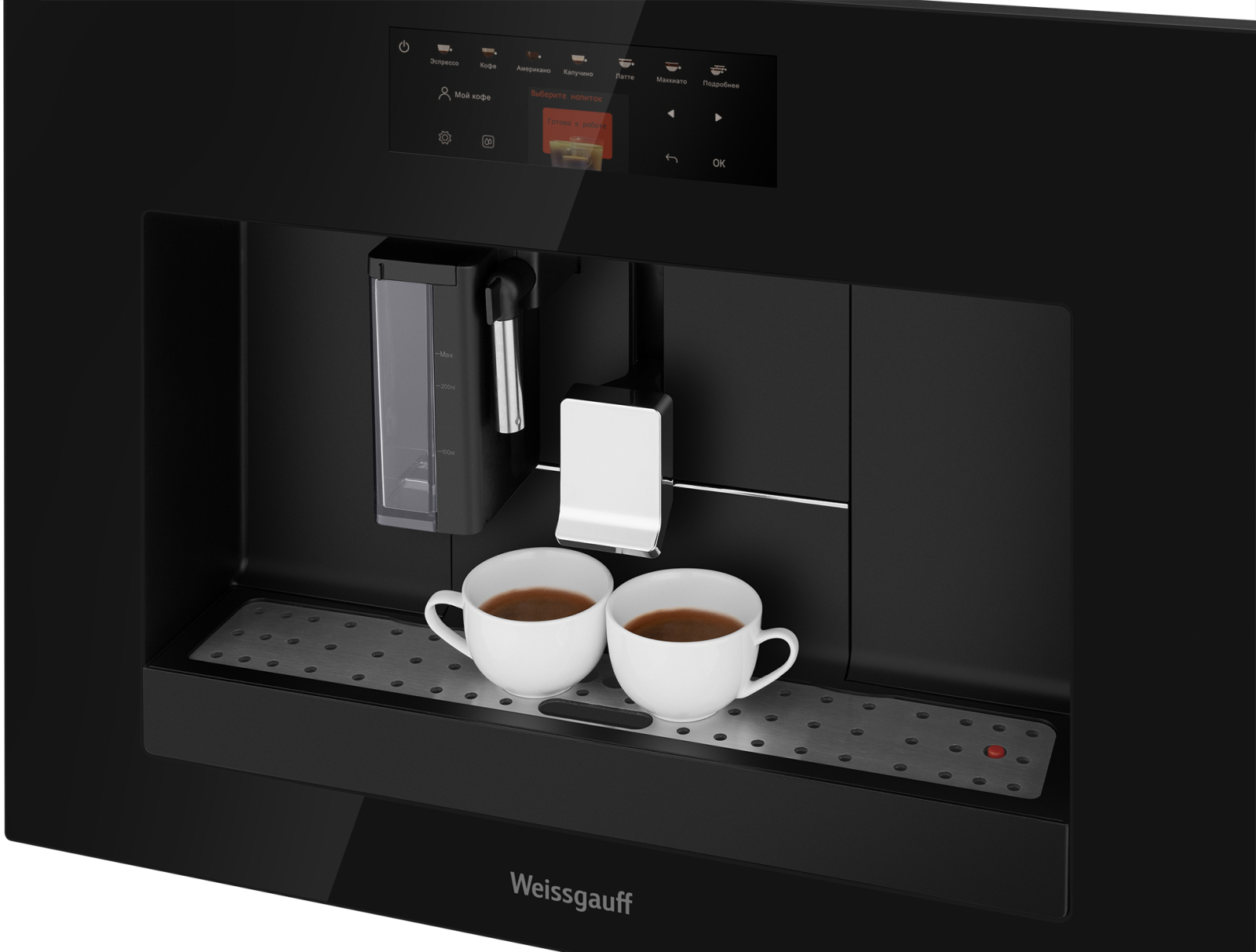 картинка Кофемашина Weissgauff WCMI-576 Touch Cappuccino черная  картинка Кофемашина Weissgauff WCMI-576 Touch Cappuccino черная