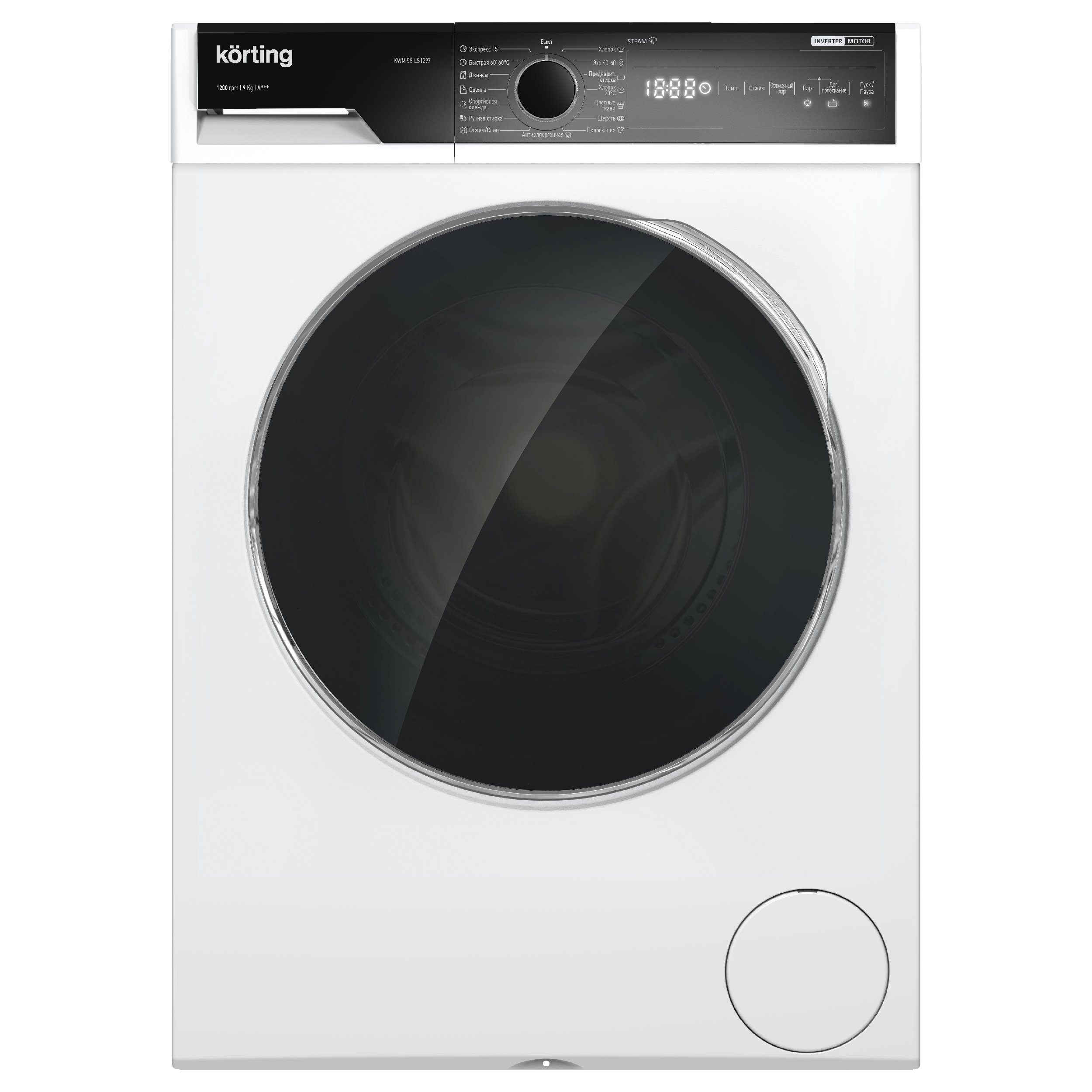 картинка Стиральная машина с паром Korting KWM 58ILS1297  картинка Стиральная машина с паром Korting KWM 58ILS1297