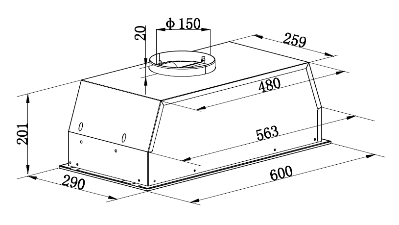 картинка Кухонная вытяжка Weissgauff Dubhe 600 Black Touch 