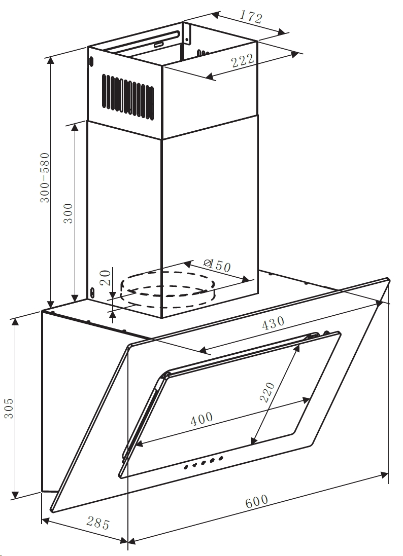 картинка Кухонная вытяжка Weissgauff Zaurak 60 PB WH 