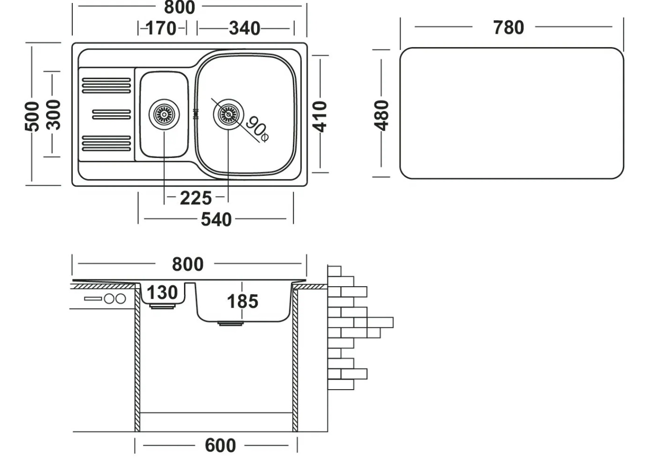 картинка Мойка Ukinox GRP800.500 15GT8K -O 