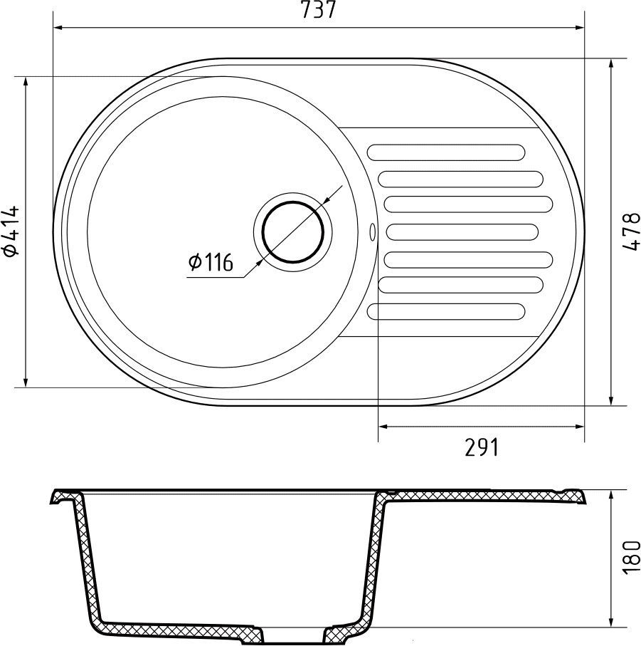 картинка Мойка для кухни Granfest-Quarz GF-Z18 белый 