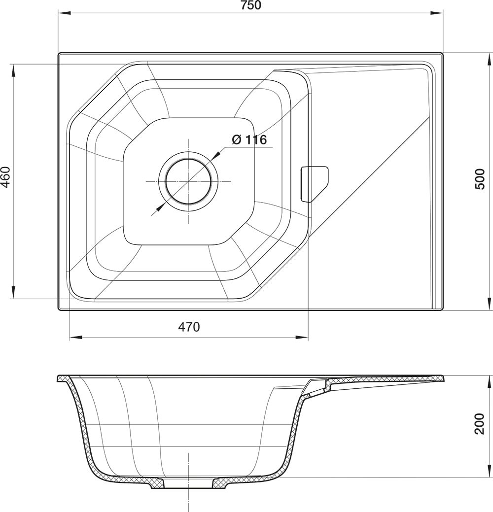 картинка Мойка для кухни Rivelato LOCUS LS-75 