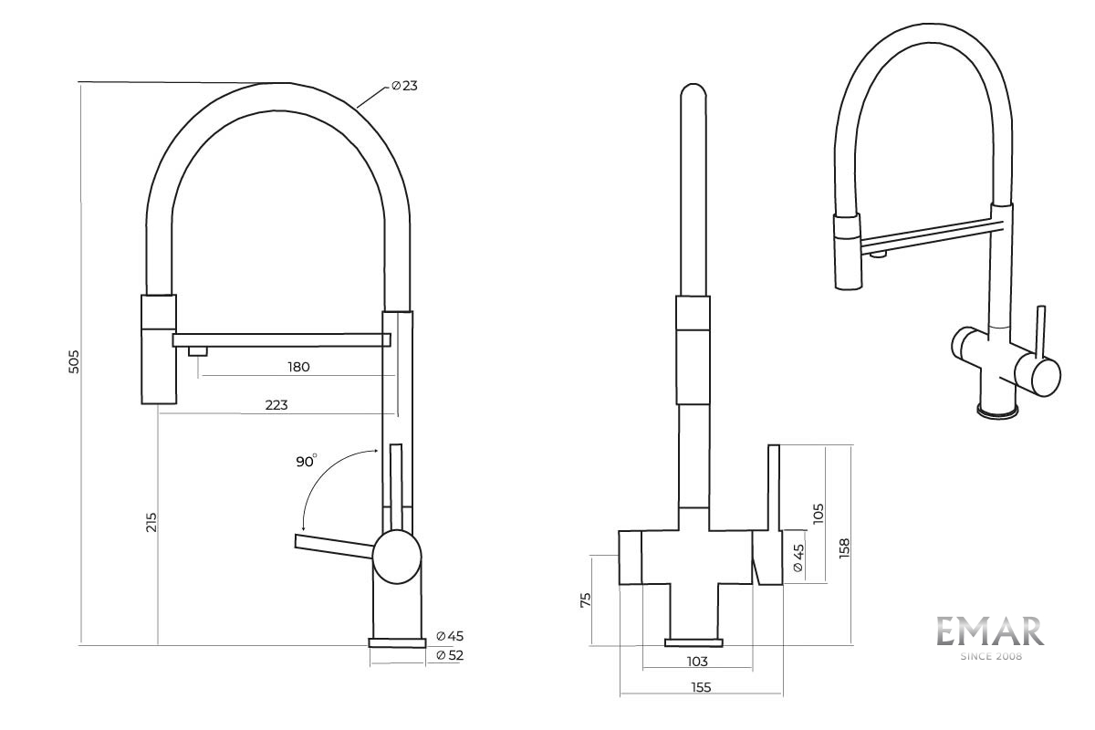 картинка Смеситель Emar ЕС - 7024 MATT GOLD 
