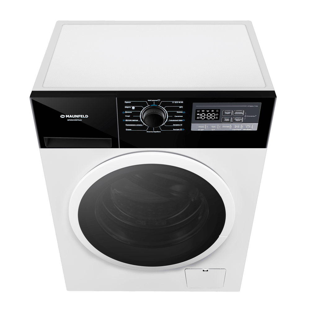 картинка Стиральная машина с паром Maunfeld MFWM1410STWH03  картинка Стиральная машина с паром Maunfeld MFWM1410STWH03